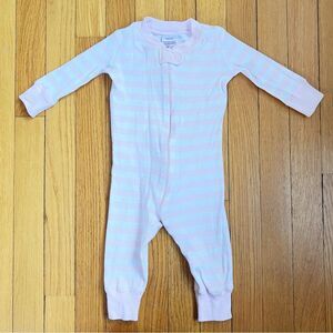 Hanna Andersson Pink White Stripe Organic Cotton Sleeper Pajamas Size 60 6-9m
